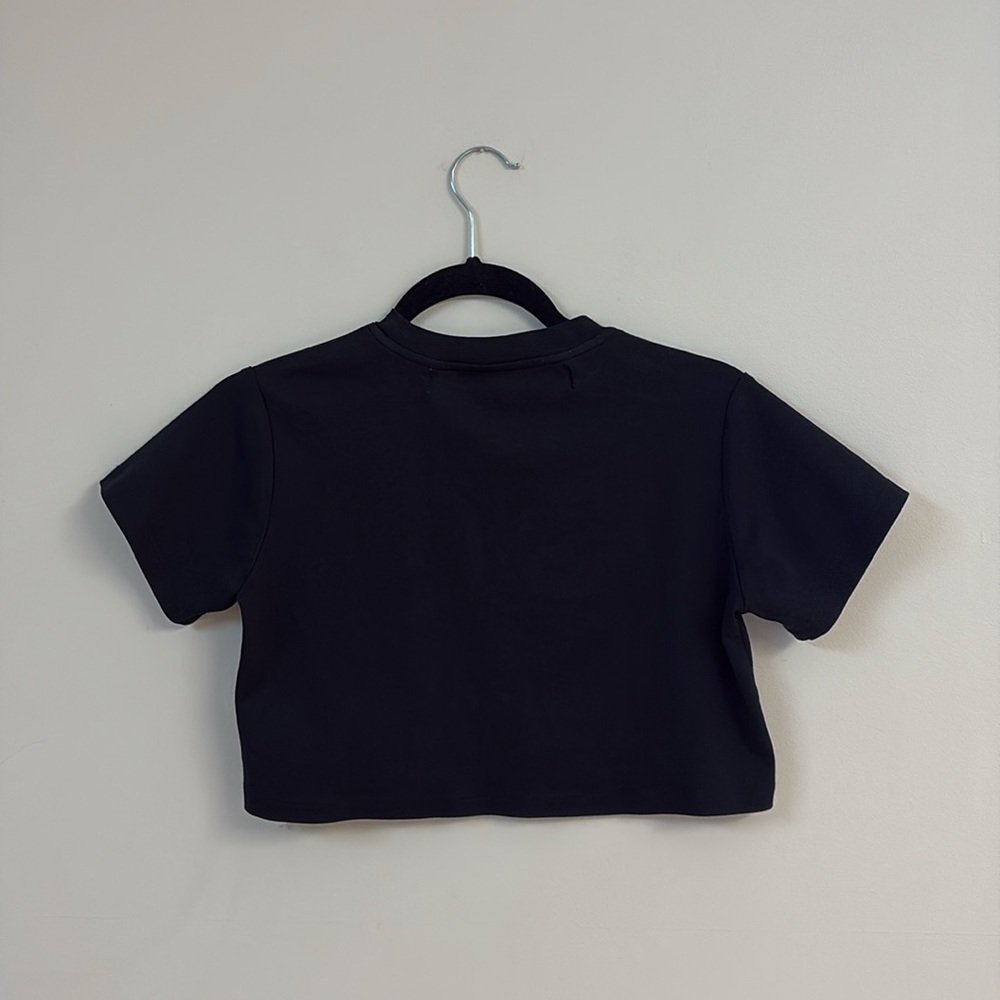 Off-White Black Cotton Crop T-shirt Top size M - Picture 4 of 7